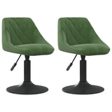 Chaises pivotantes à manger lot de 2 vert foncé velours