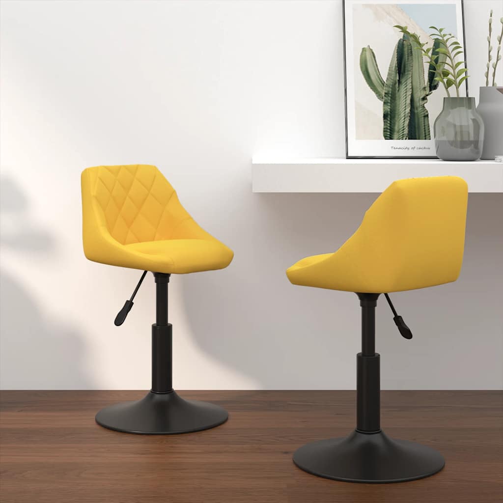 Chaises à manger pivotantes lot de 2 jaune moutarde velours