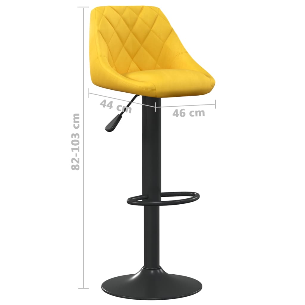 Tabouret de bar Jaune moutarde Velours