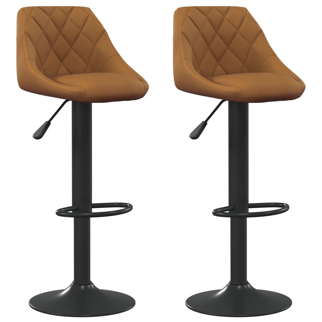 Tabourets de bar lot de 2 marron velours