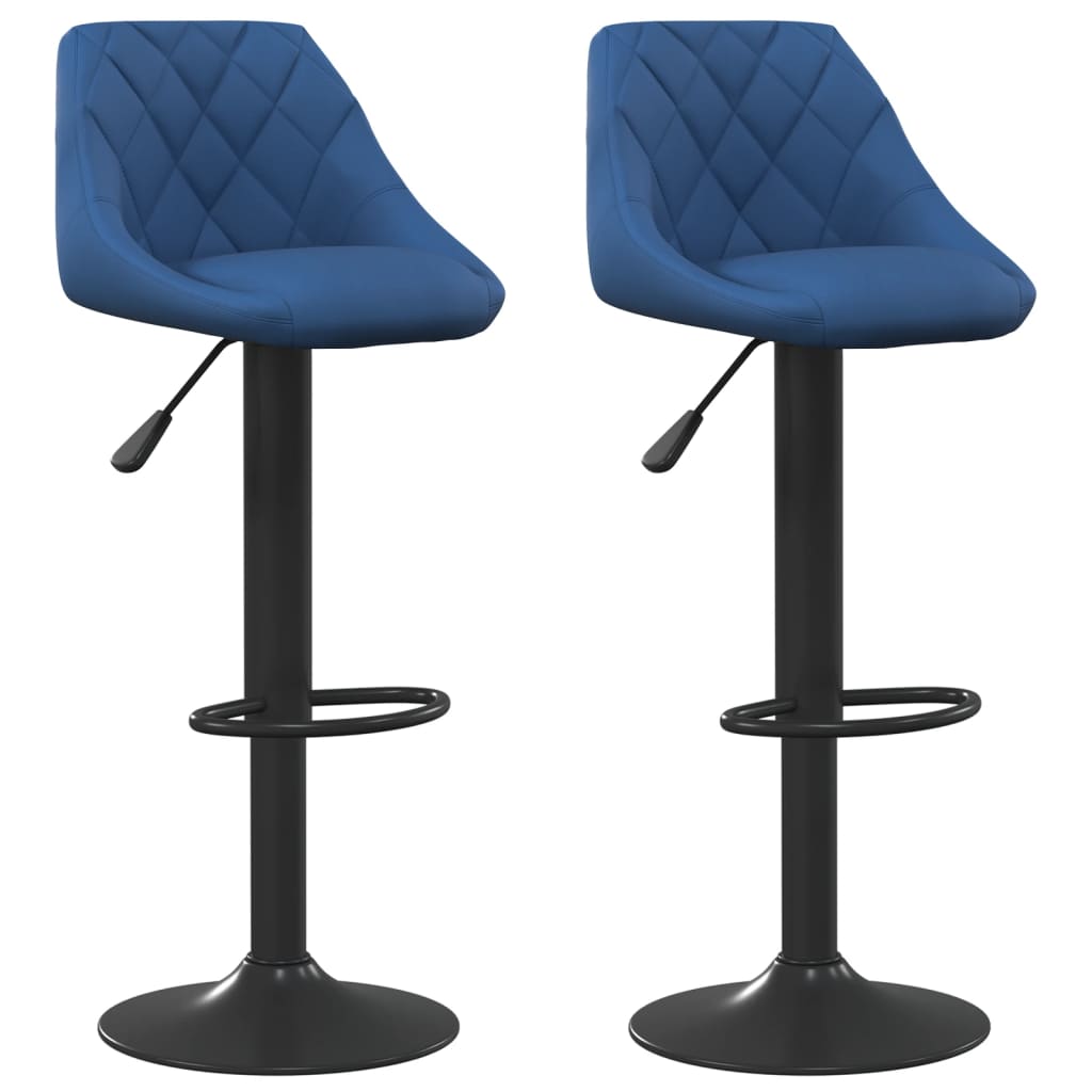 Tabourets de bar lot de 2 bleu velours