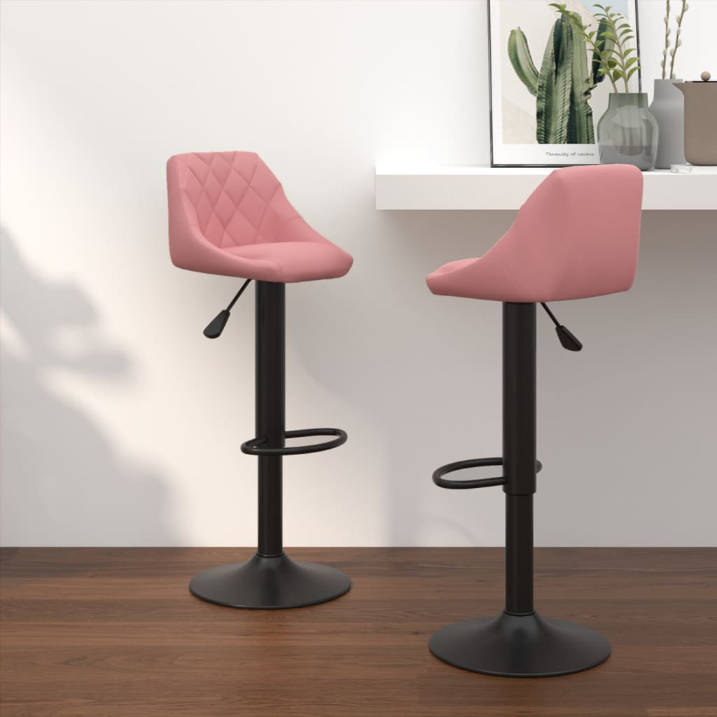 Tabourets de bar lot de 2 rose velours