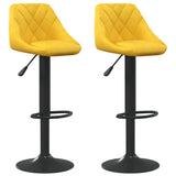 Tabourets de bar lot de 2 jaune moutarde velours