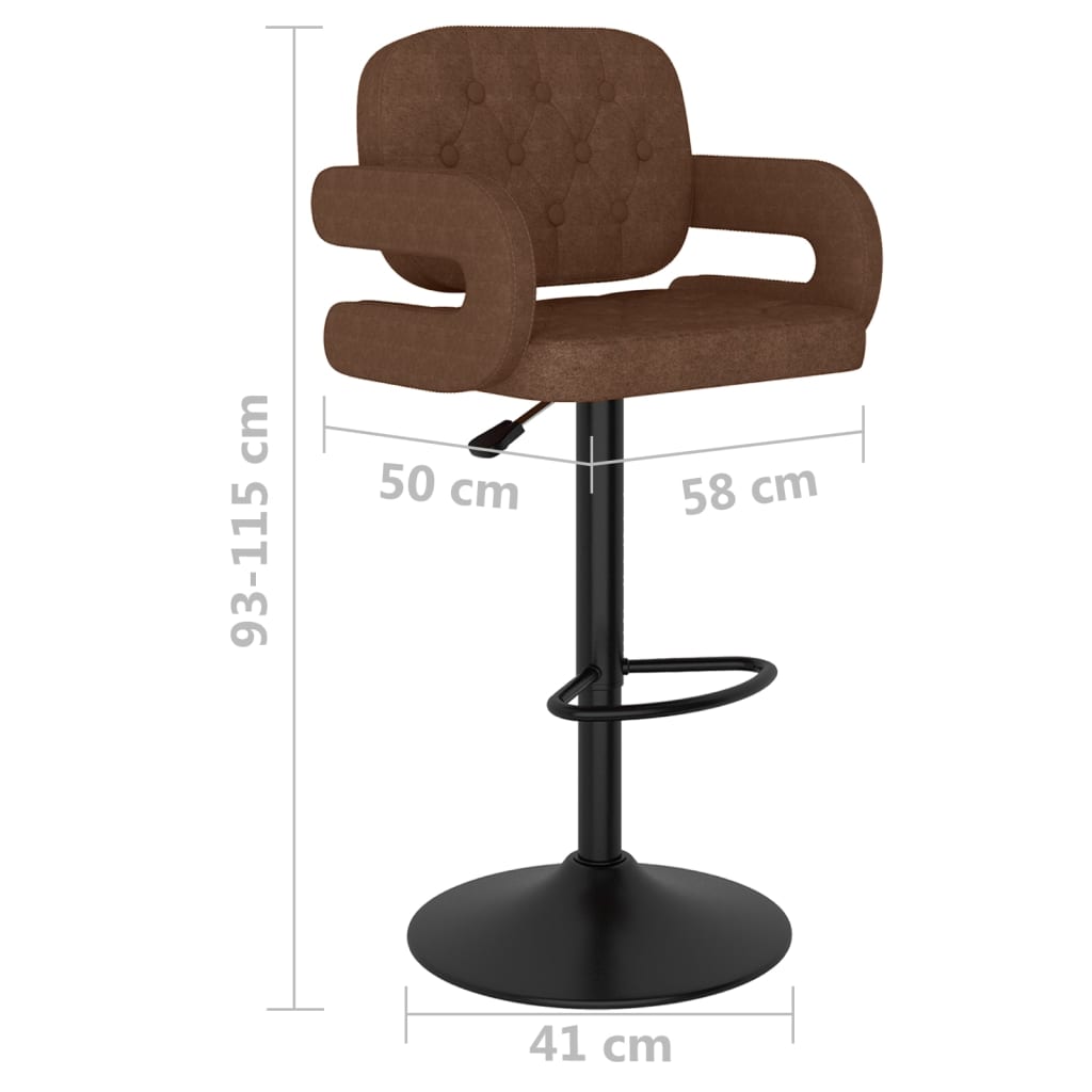 Tabourets de bar lot de 2 marron tissu