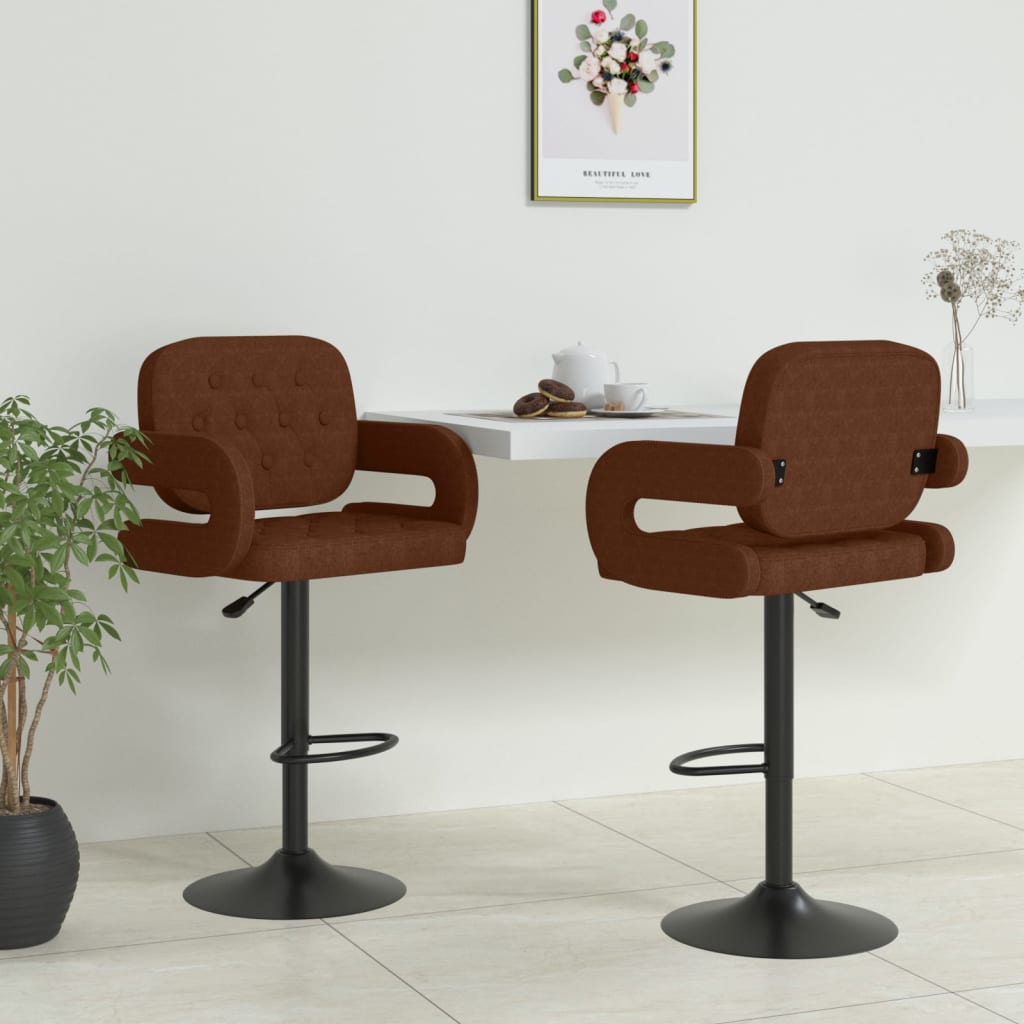 Tabourets de bar lot de 2 marron tissu