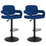 Barhocker 2er-Set aus blauem Stoff