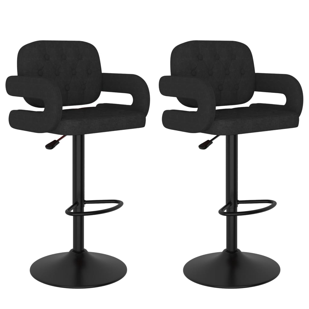 Tabourets de bar lot de 2 noir tissu