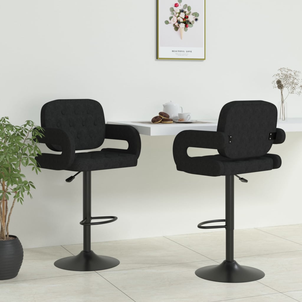 Tabourets de bar lot de 2 noir tissu