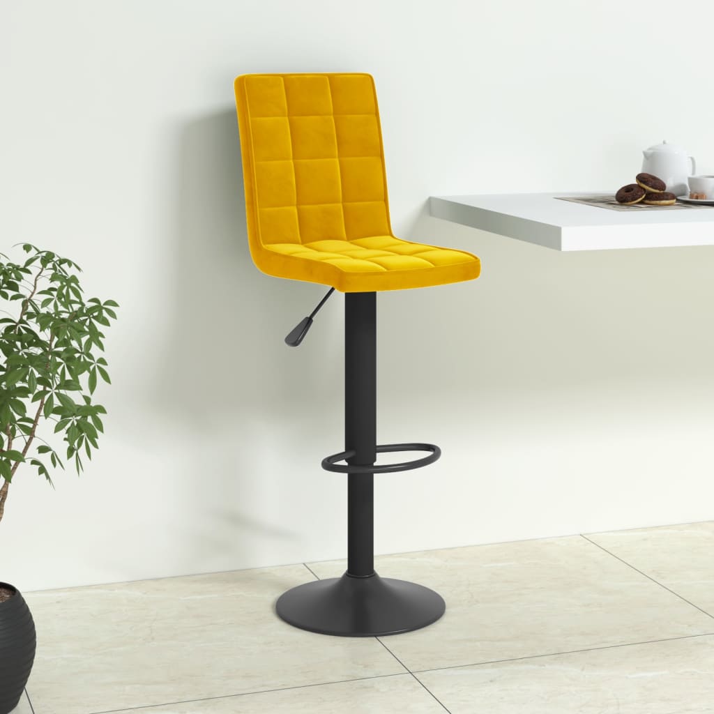 Tabouret de bar Jaune moutarde Velours