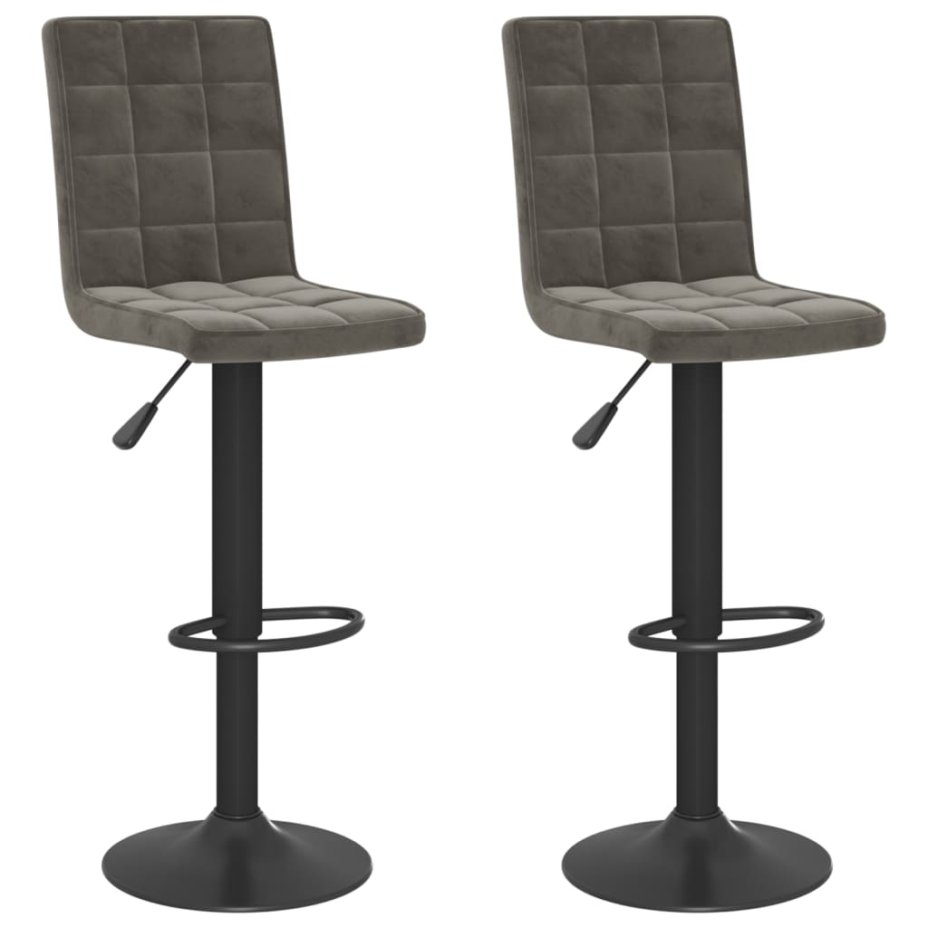 Tabourets de bar lot de 2 gris foncé velours