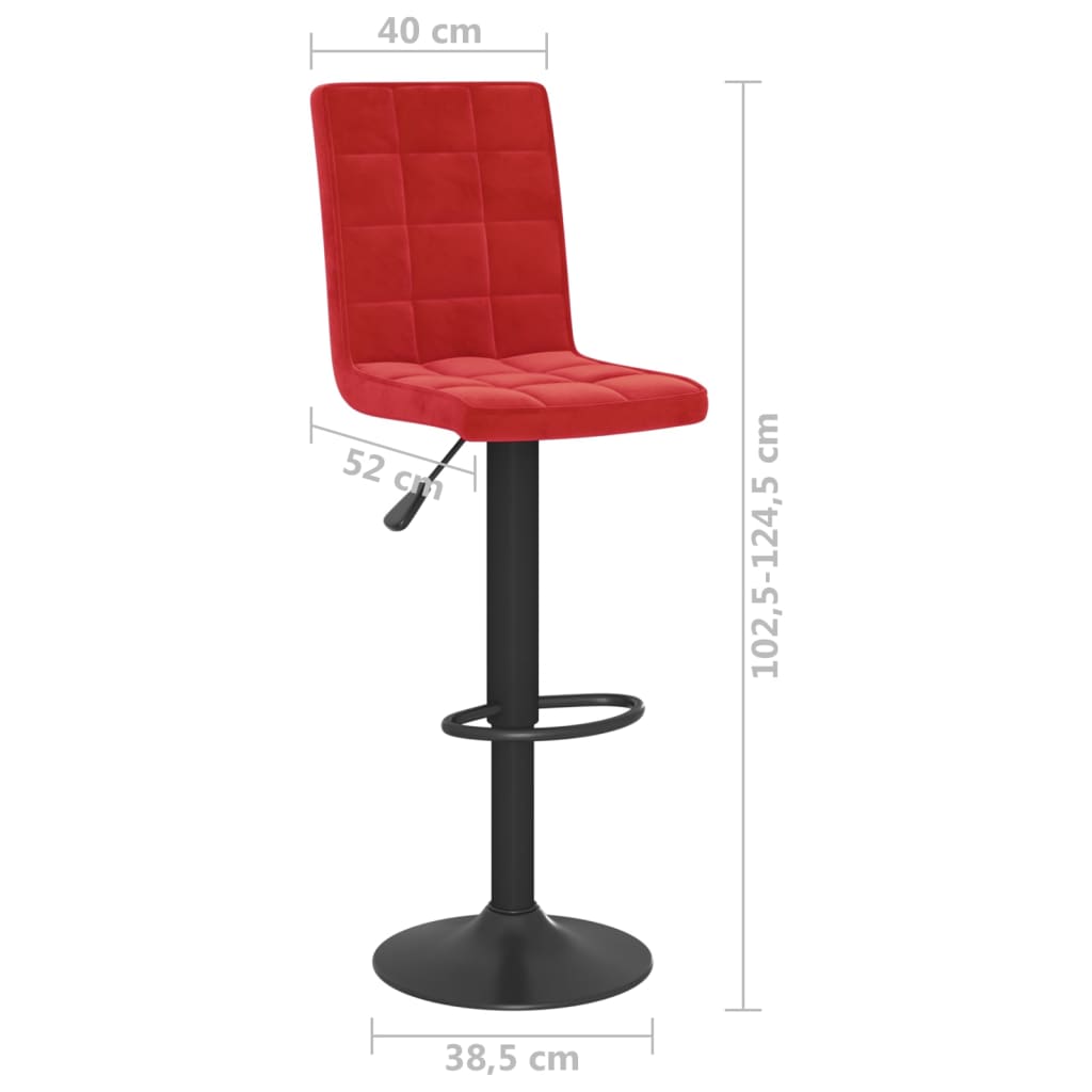 Barhocker 2er-Set aus burgunderrotem Samt