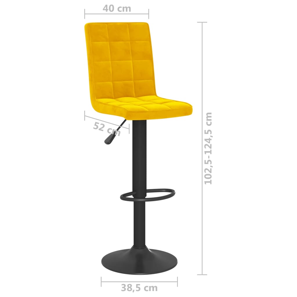 Tabourets de bar lot de 2 jaune moutarde velours