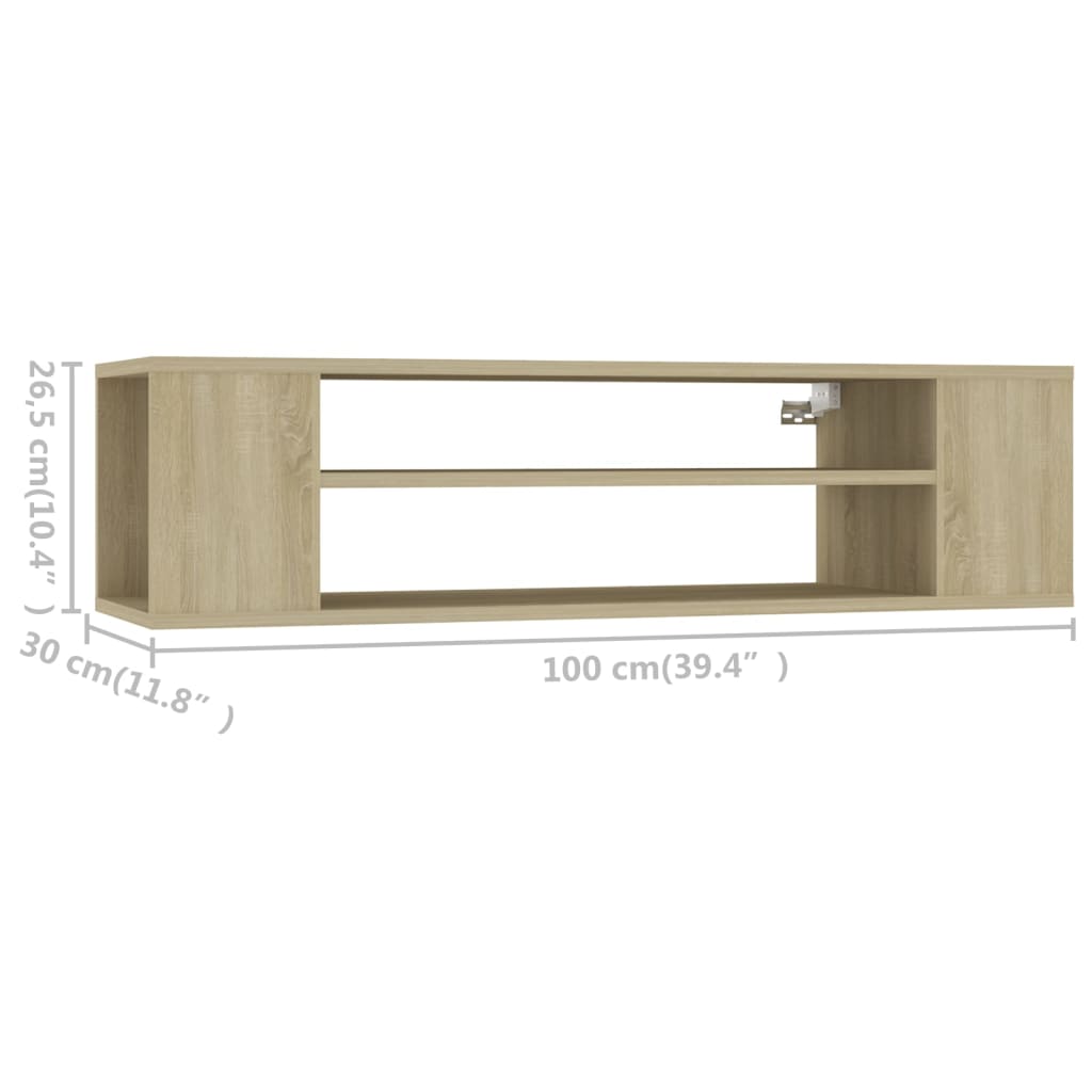 Meuble TV suspendu Chêne sonoma 100x30x26,5 cm Bois ingénierie