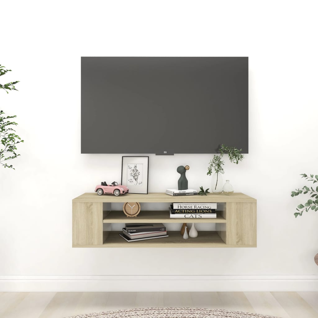 Wall-mounted TV cabinet Sonoma oak 100x30x26.5 cm Engineered wood