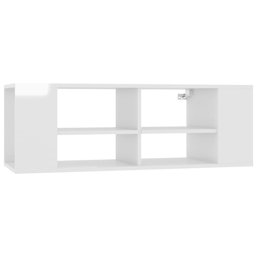 Meuble TV mural Blanc brillant 102x35x35 cm Bois d’ingénierie