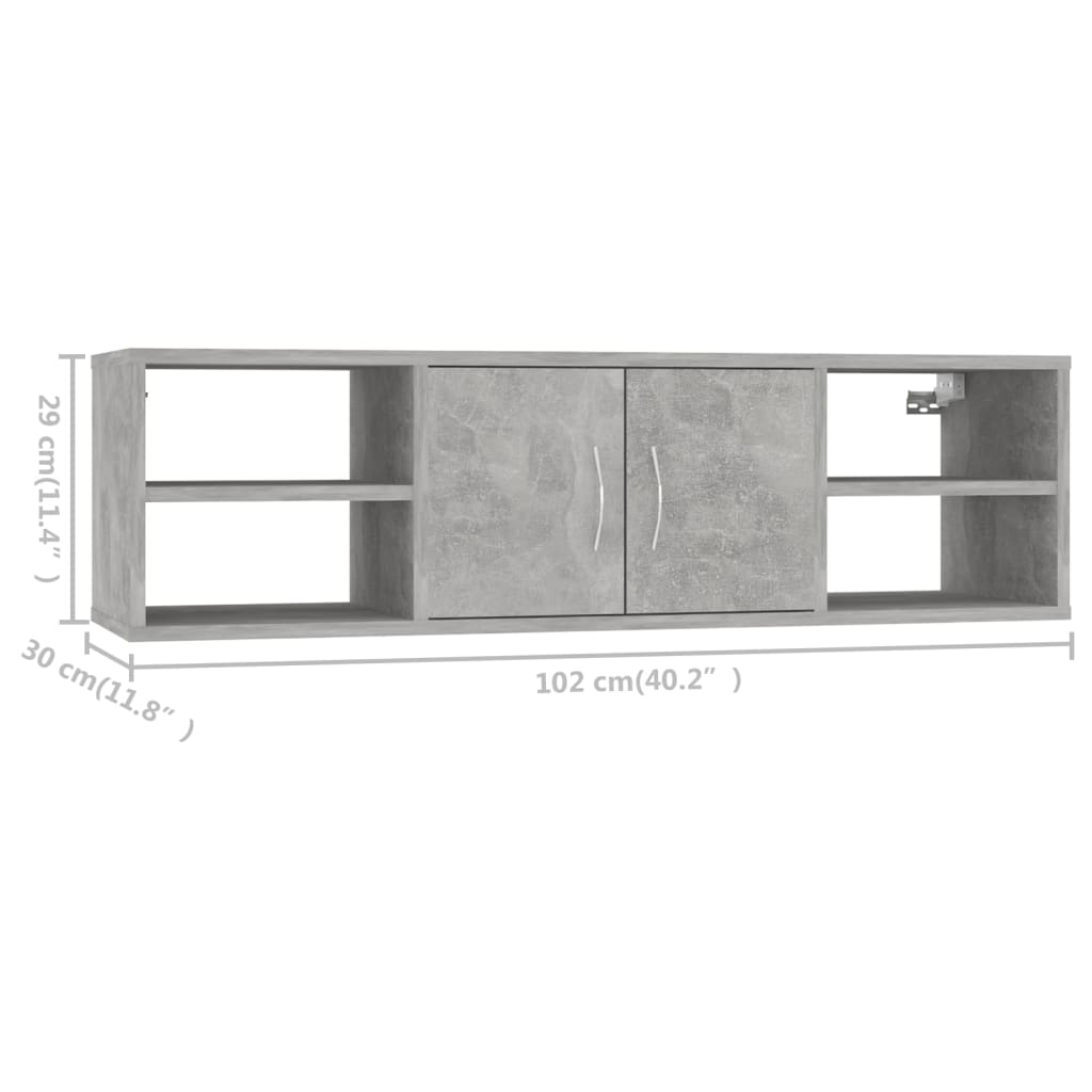 Étagère murale Gris béton 102x30x29 cm Bois d’ingénierie