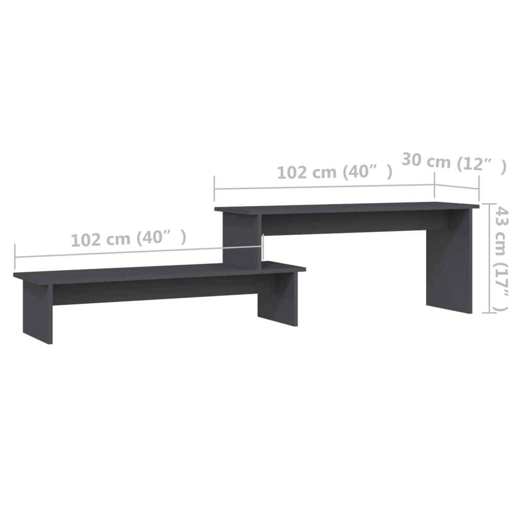 Meuble TV Gris 180x30x43 cm Aggloméré