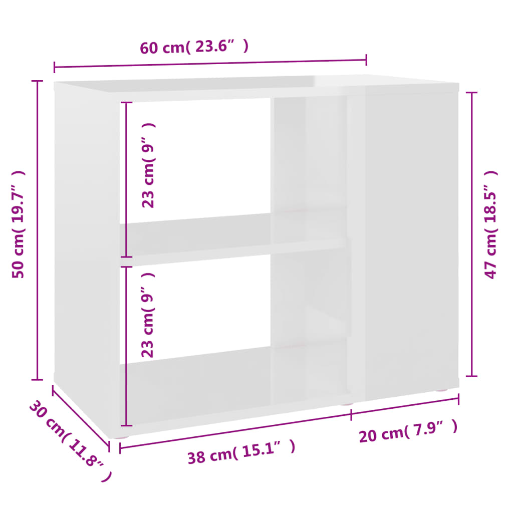 Beistellschrank Weiß glänzend 60x30x50 cm Spanplatte