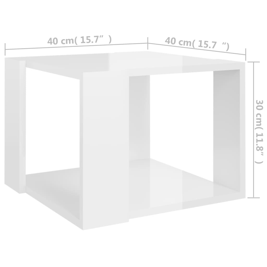 Table basse Blanc brillant 40x40x30 cm Bois d'ingénierie