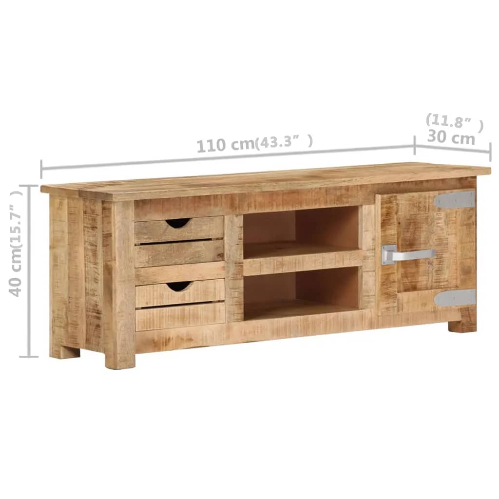 Meuble TV 110x30x40 cm Bois de manguier brut