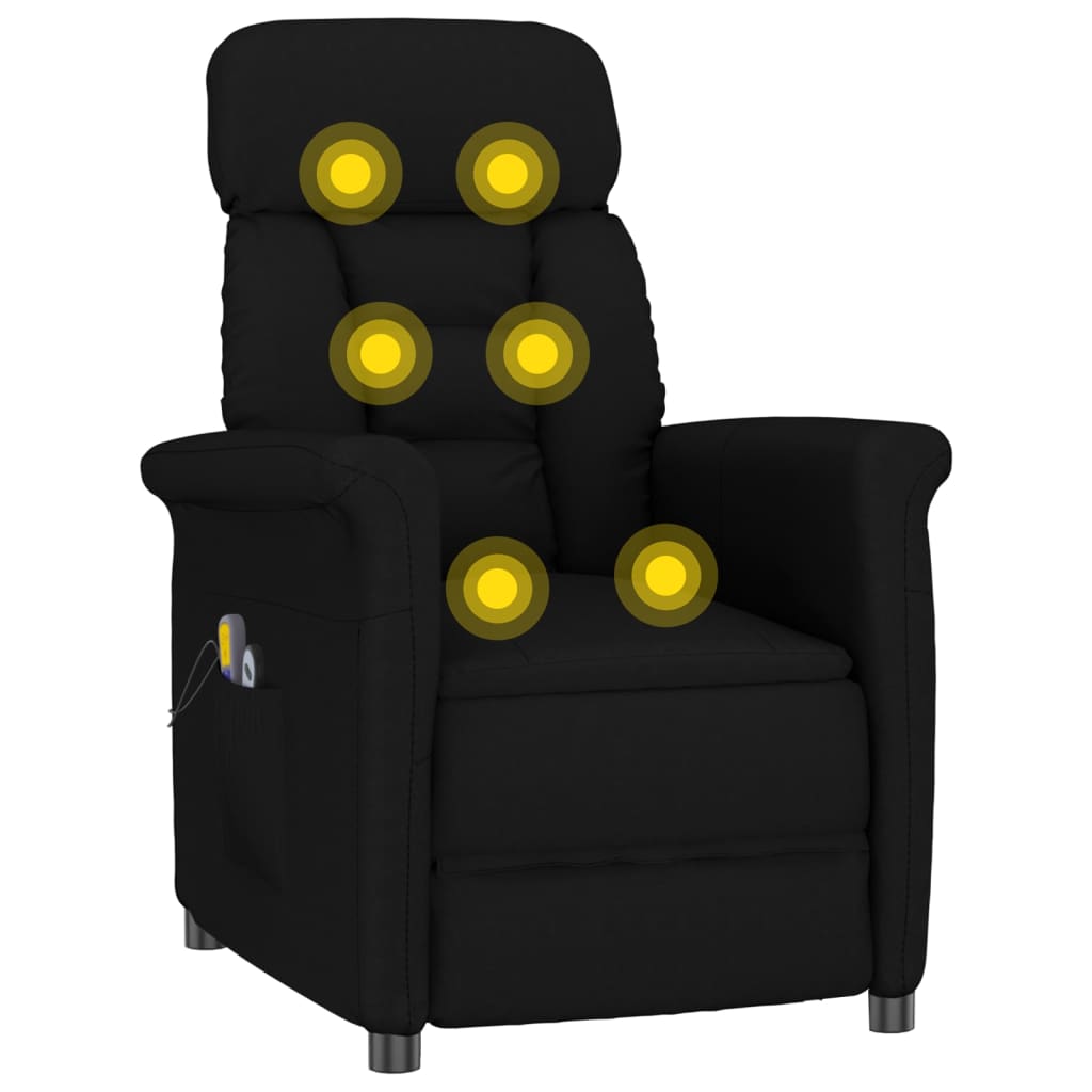 Fauteuil électrique de massage Noir Similicuir daim