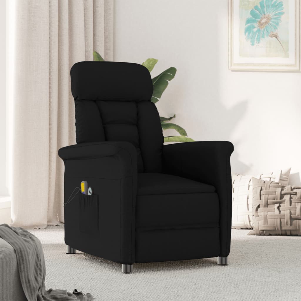 Fauteuil électrique de massage Noir Similicuir daim