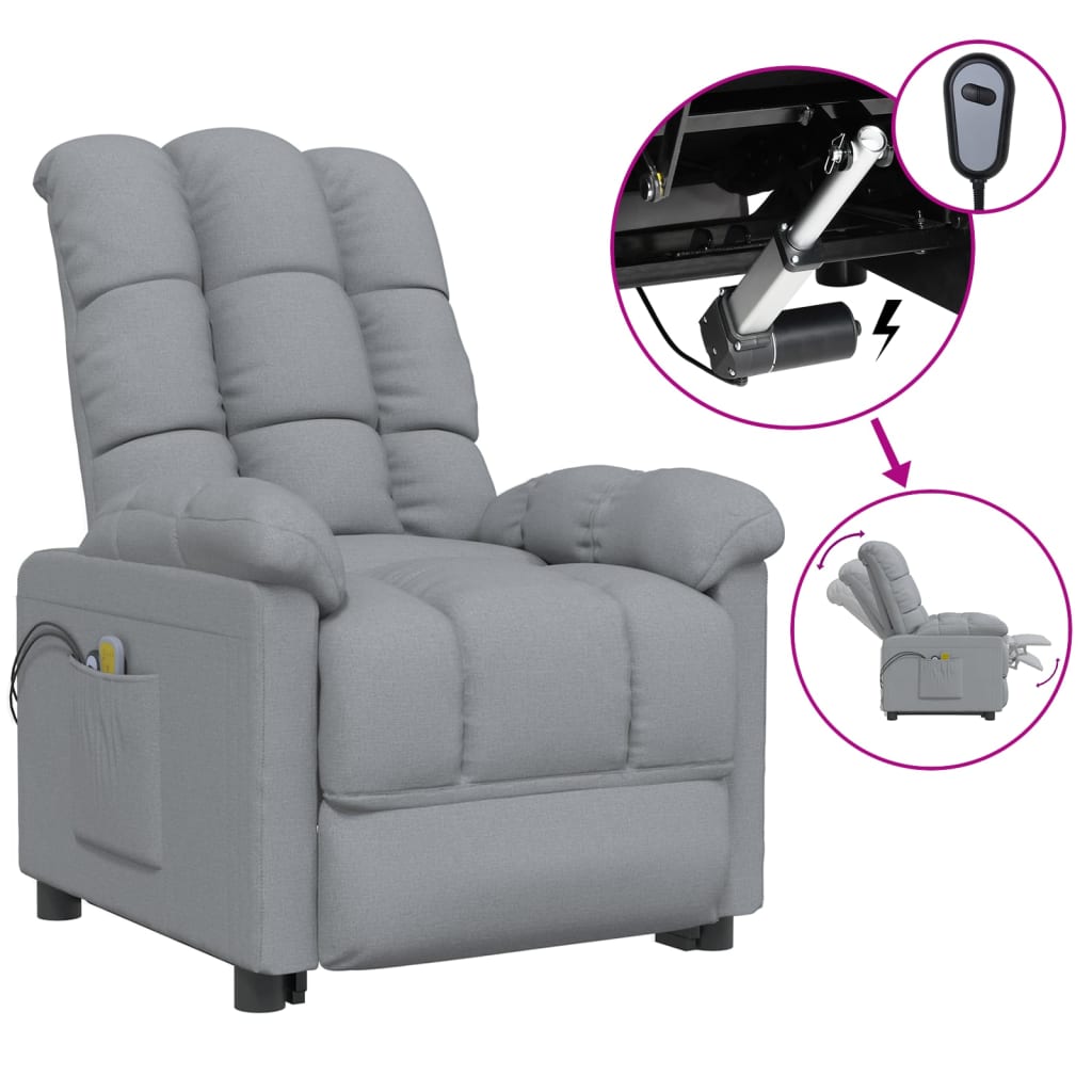 Fauteuil électrique de massage Gris clair Tissu