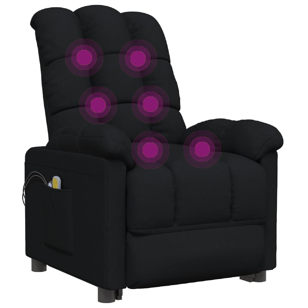 Fauteuil électrique de massage Noir Tissu