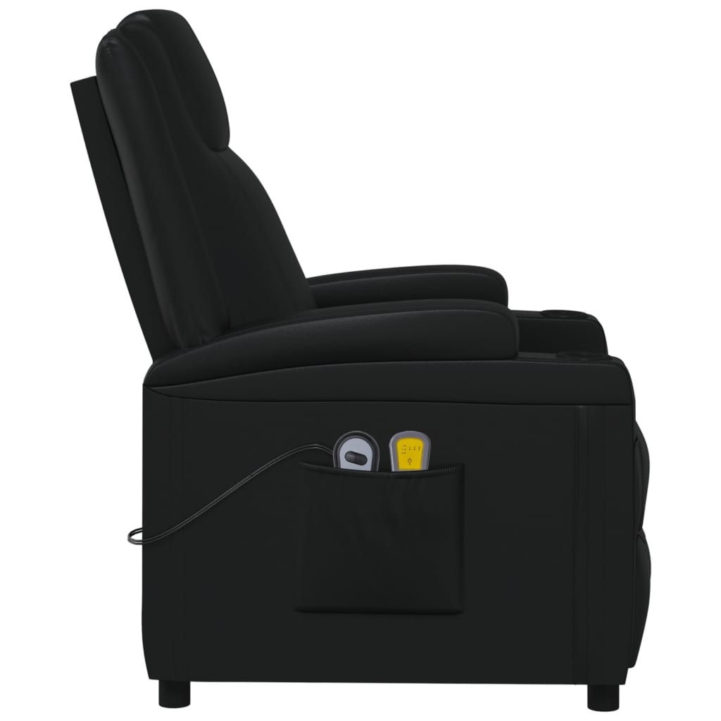 Fauteuil électrique de massage Noir Similicuir