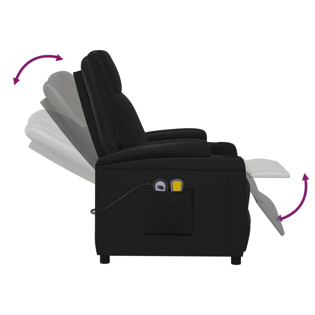 Fauteuil électrique de massage Noir Similicuir