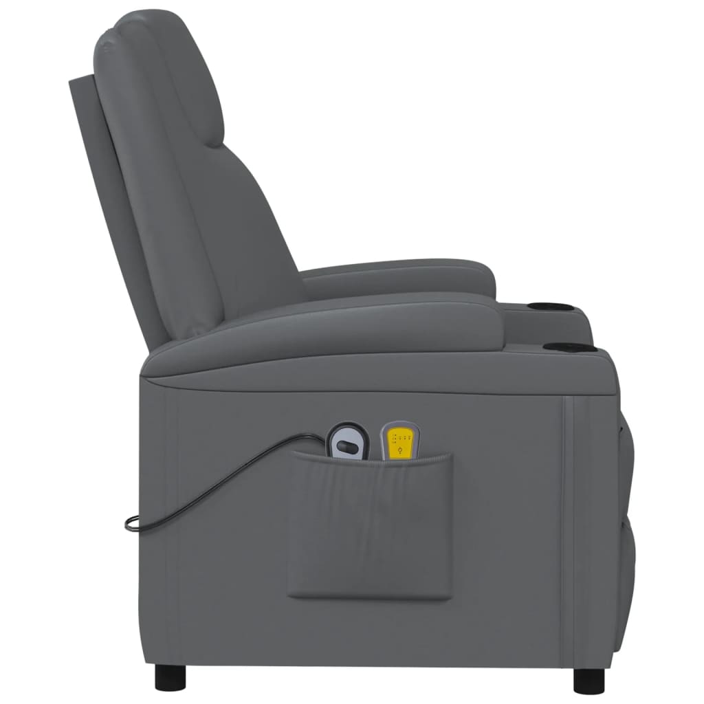 Fauteuil de massage électrique Anthracite Similicuir