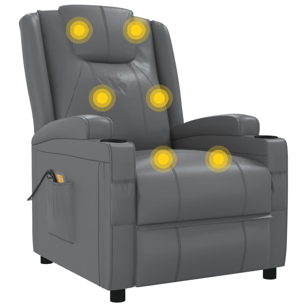 Fauteuil de massage électrique Anthracite Similicuir