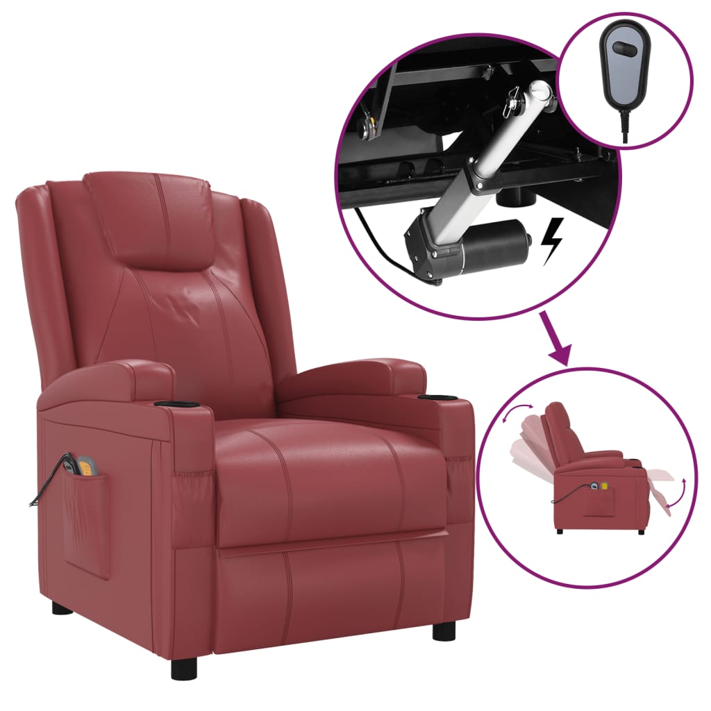 Fauteuil de massage électrique Rouge bordeaux Similicuir