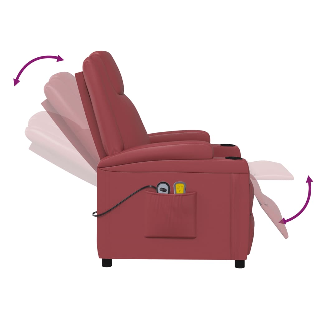 Fauteuil de massage électrique Rouge bordeaux Similicuir