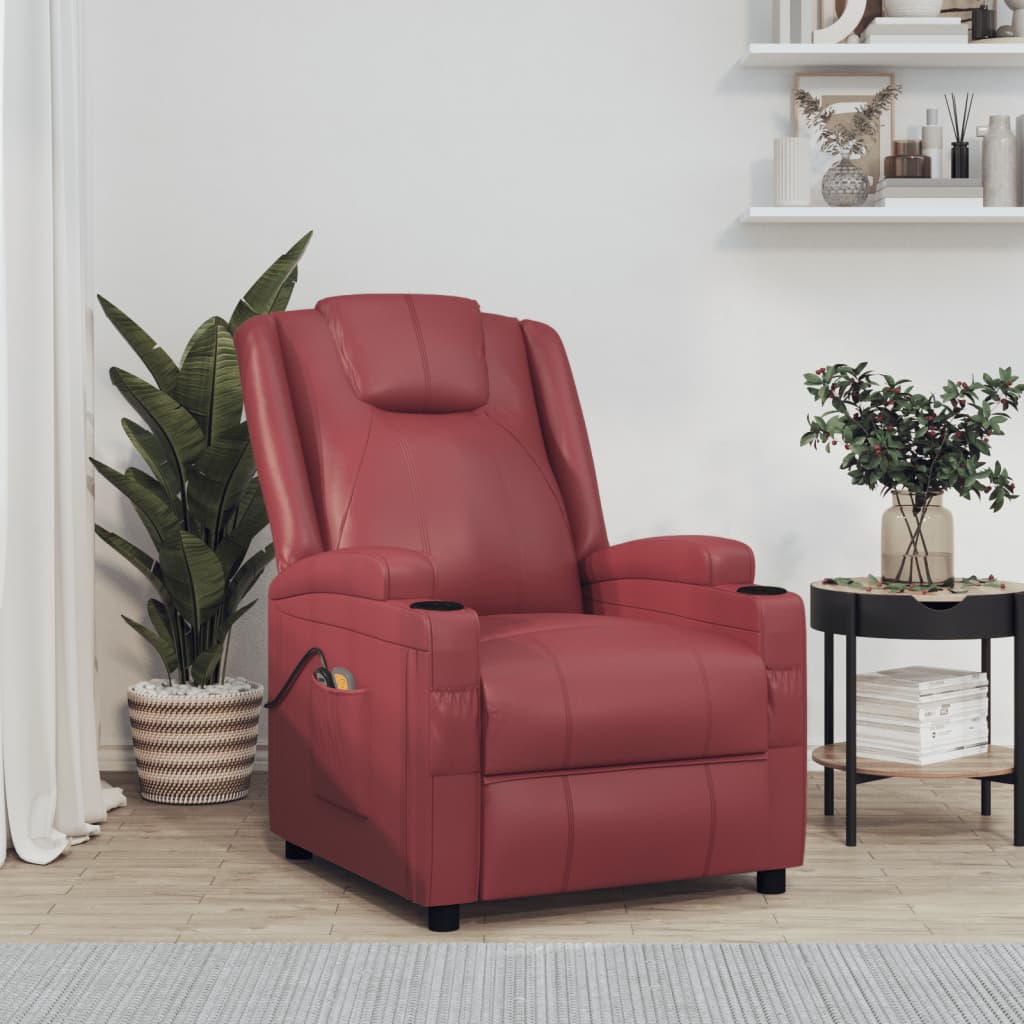 Fauteuil de massage électrique Rouge bordeaux Similicuir