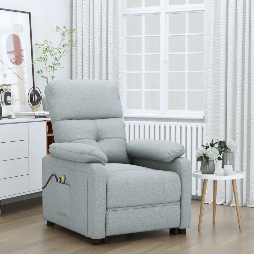 Fauteuil électrique de massage Gris clair Tissu