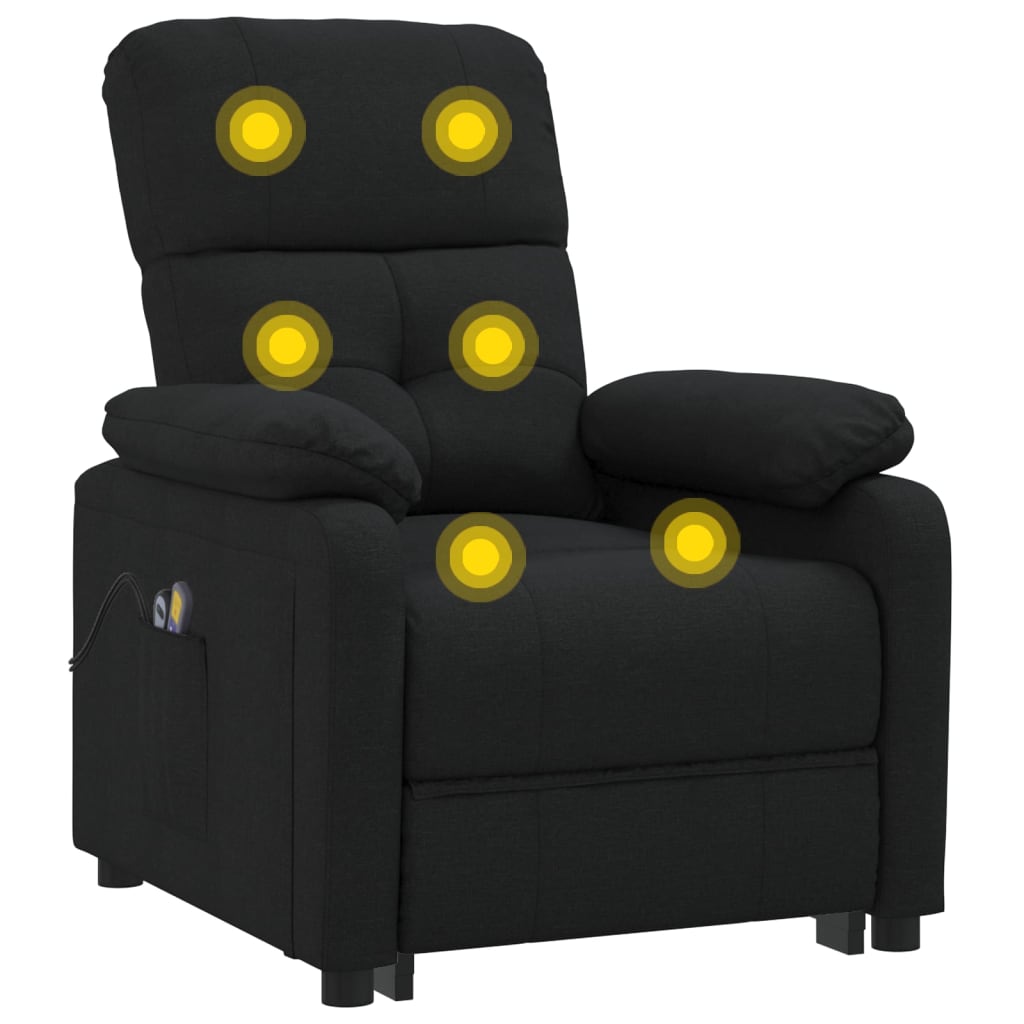 Fauteuil électrique de massage Noir Tissu