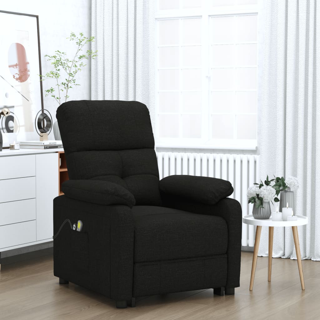 Fauteuil électrique de massage Noir Tissu