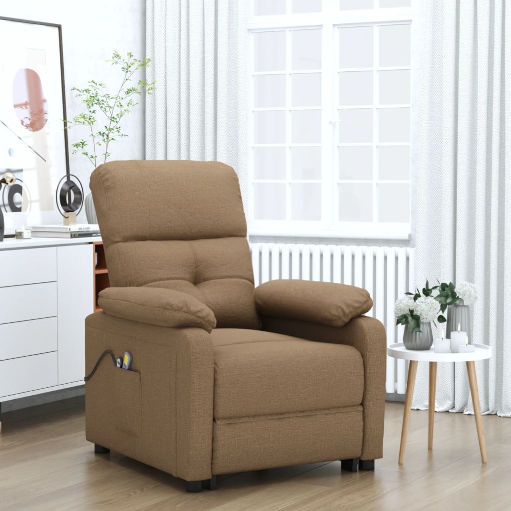 Fauteuil électrique de massage Marron Tissu