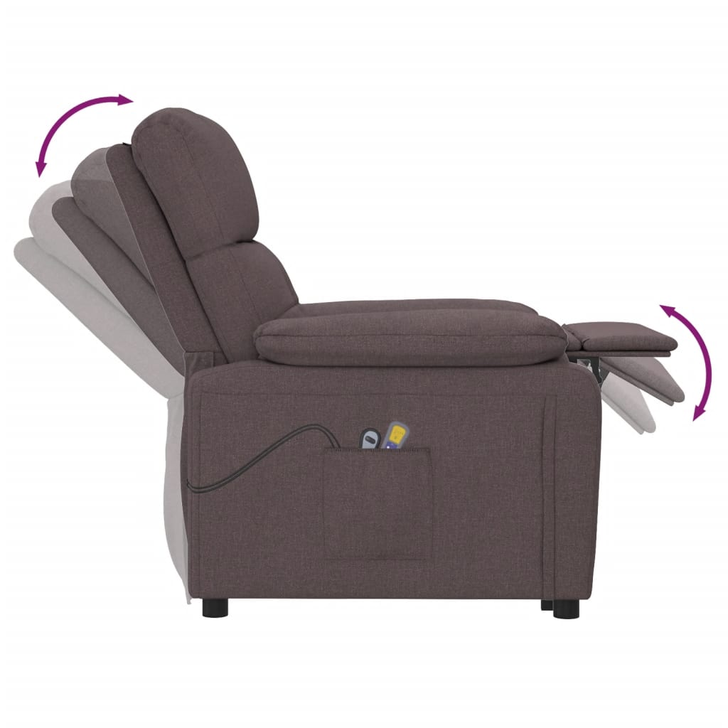 Fauteuil électrique de massage Marron foncé Tissu