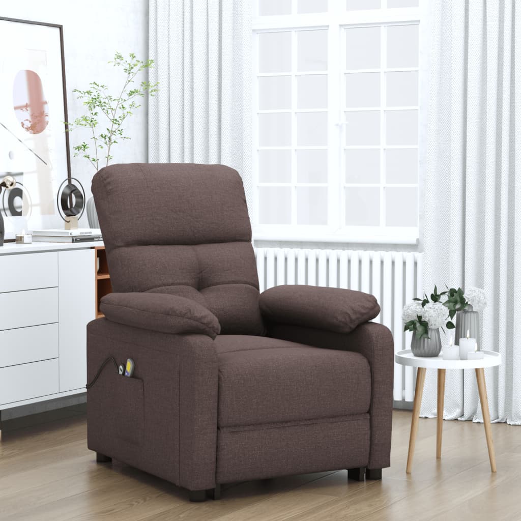 Fauteuil électrique de massage Marron foncé Tissu