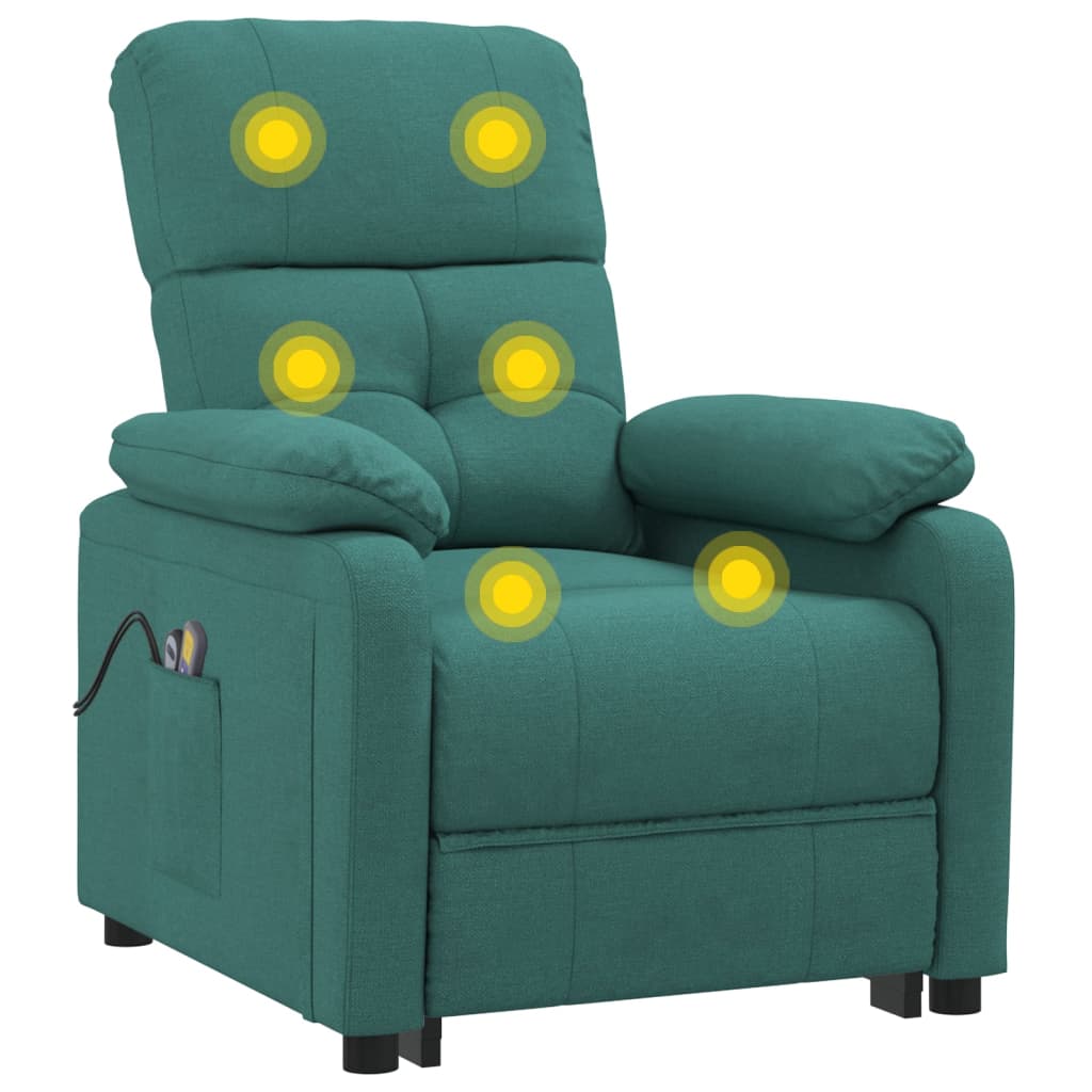 Fauteuil électrique de massage Vert foncé Tissu