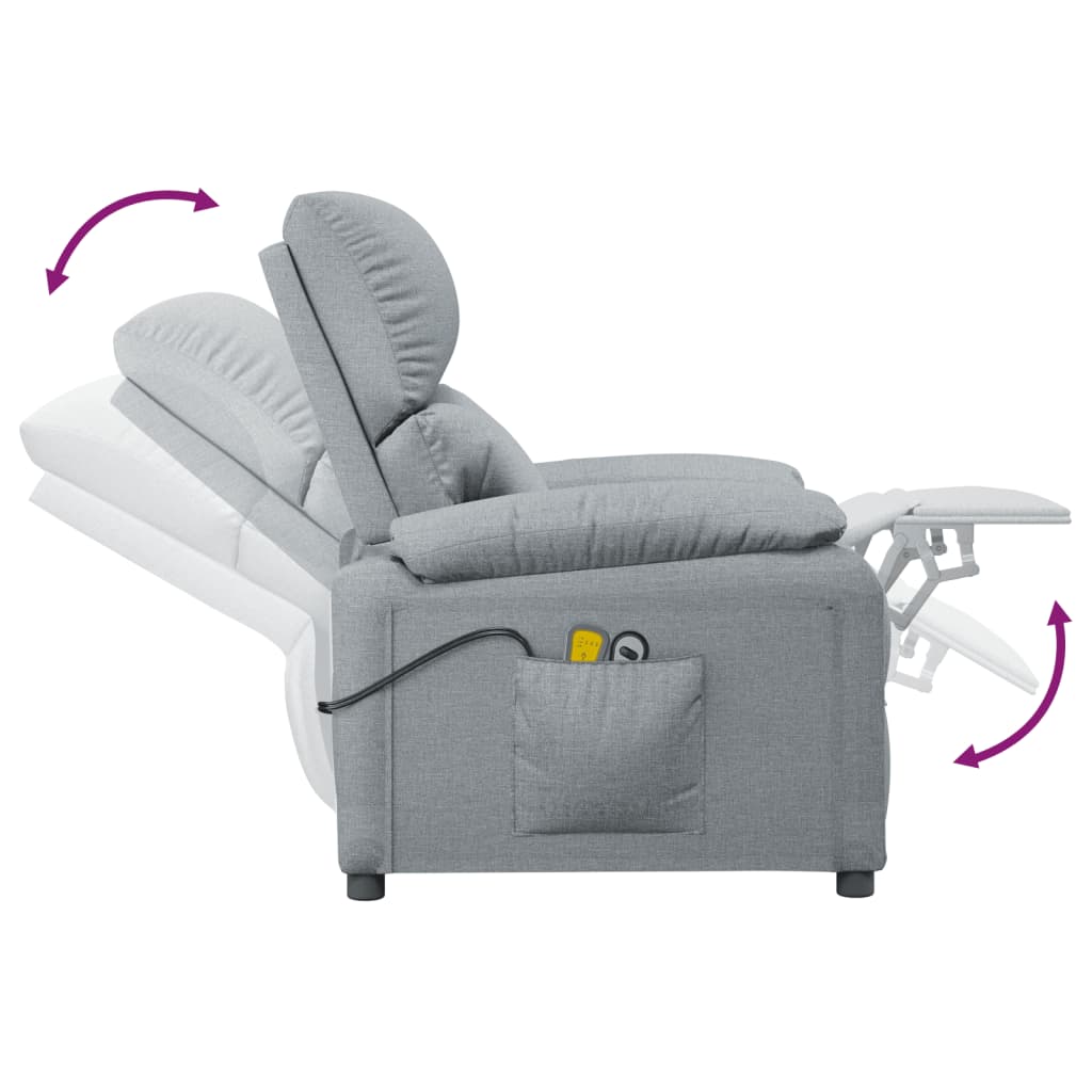 Fauteuil électrique de massage Gris clair Tissu