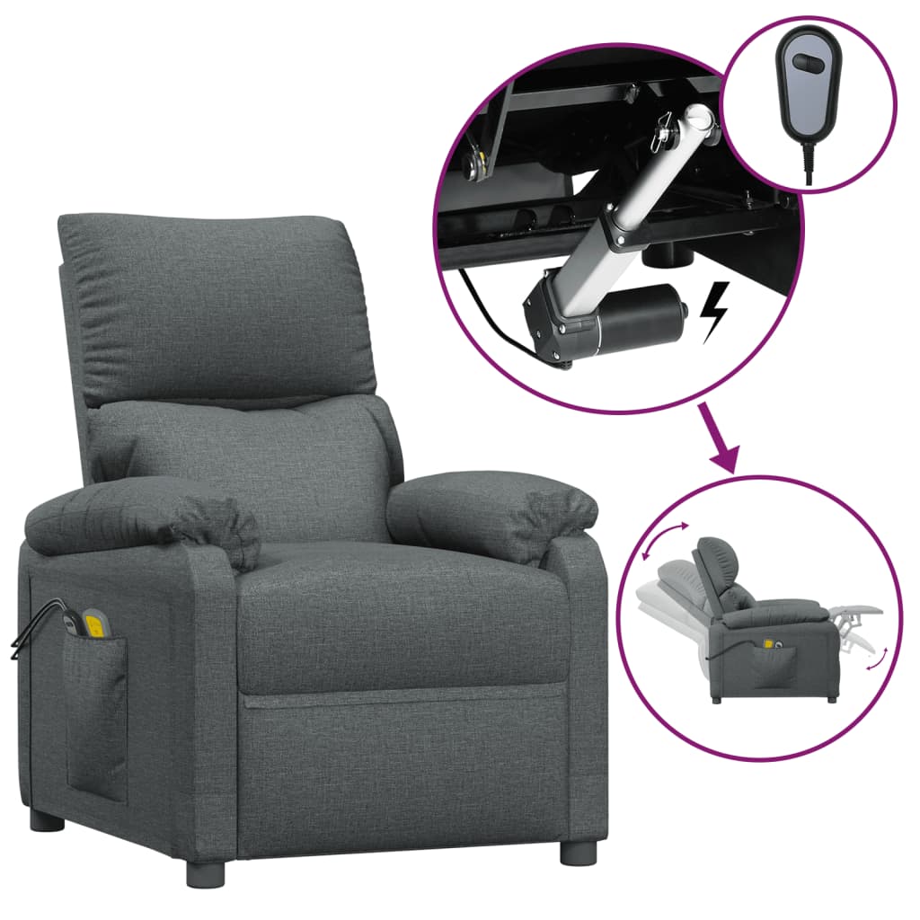 Fauteuil électrique de massage Gris foncé Tissu