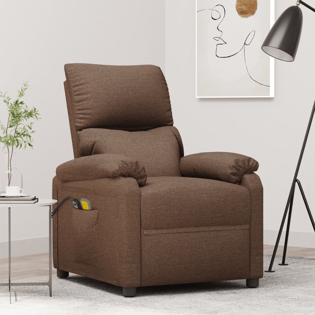 Fauteuil électrique de massage Marron Tissu