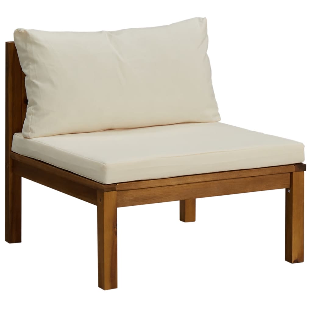 Salon de jardin 3 pcs avec coussins blanc crème Bois d'acacia