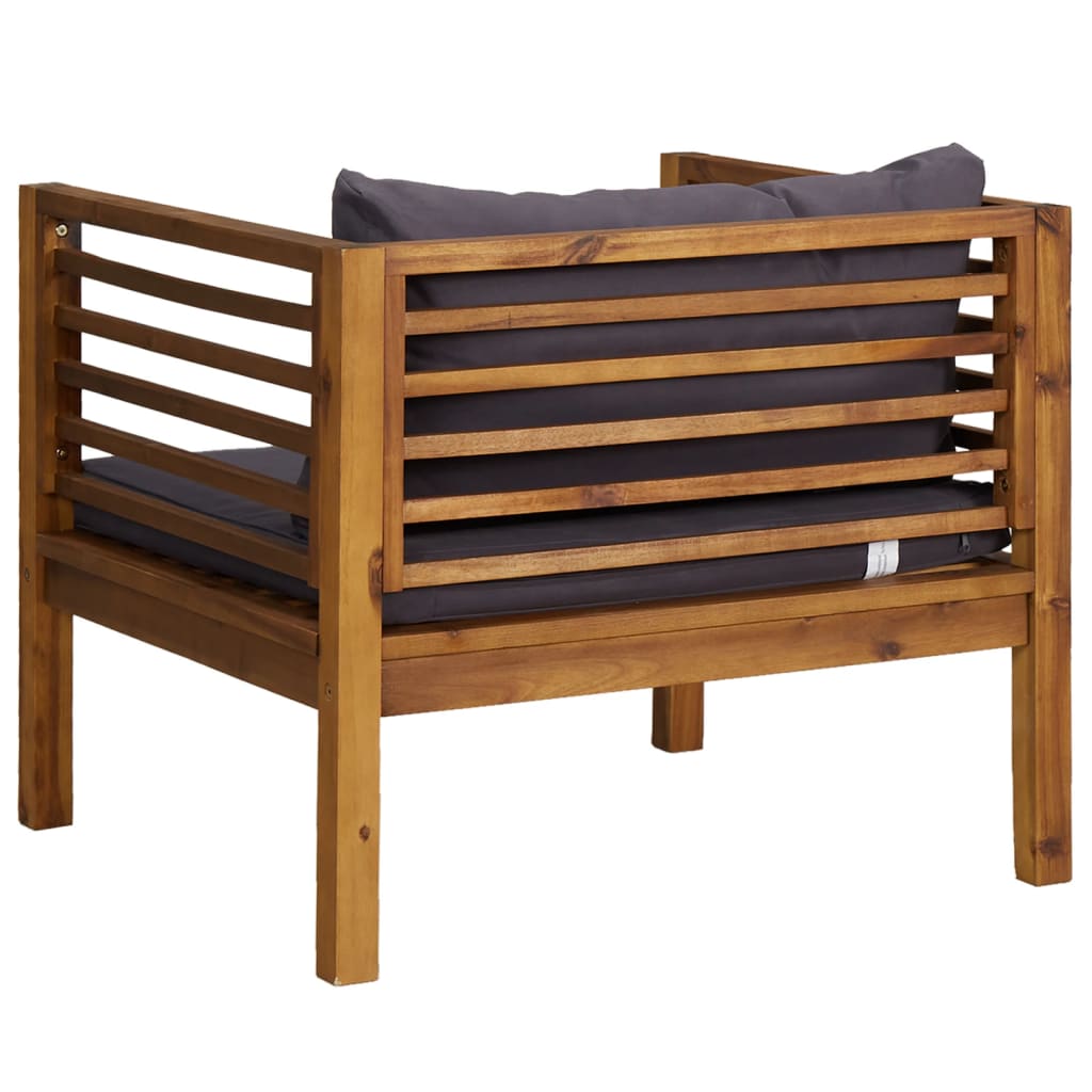 Chaise de jardin avec coussins gris foncé Bois d'acacia massif