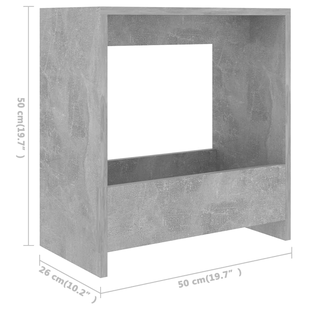 Betongrauer Beistelltisch 50x26x50 cm, Holzwerkstoff