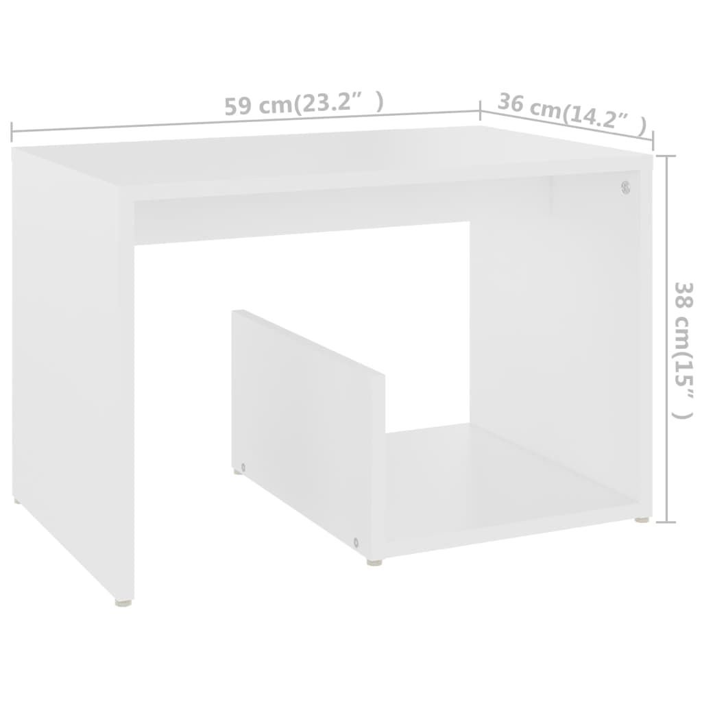 Table d'appoint blanc 59x36x38 cm bois d'ingénierie