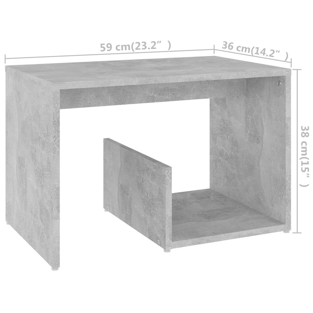 Table d'appoint Gris béton 59x36x38 cm Aggloméré